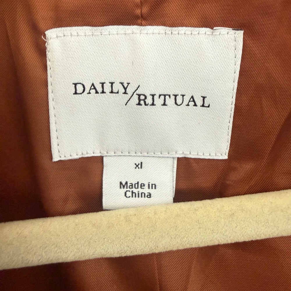 Daily Ritual Womens‎ XL Teddy Bear Coat Rust Brown Sherpa Fleece Jacket Overcoat - Picture 2 of 5